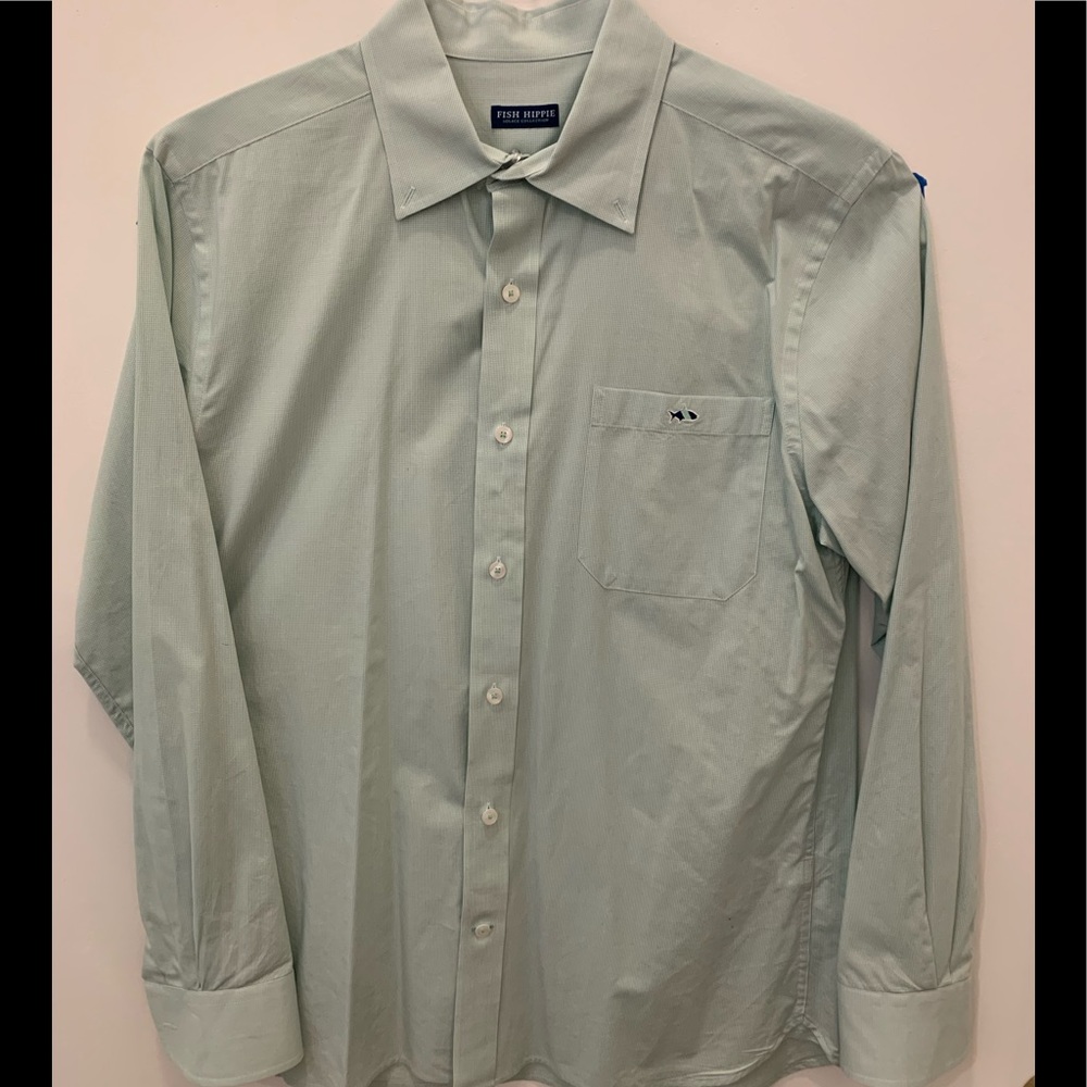 Fish Hippie Green Men's Button Down